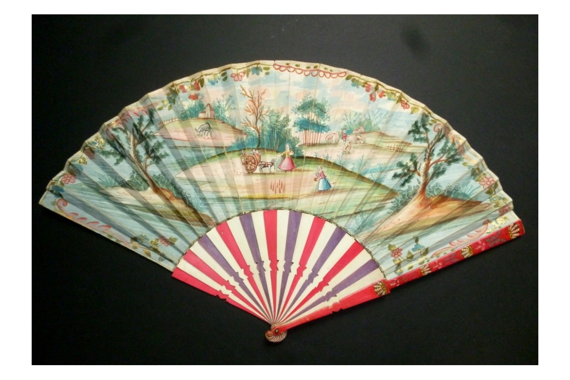 Cart and skittles, fan circa 1730-40