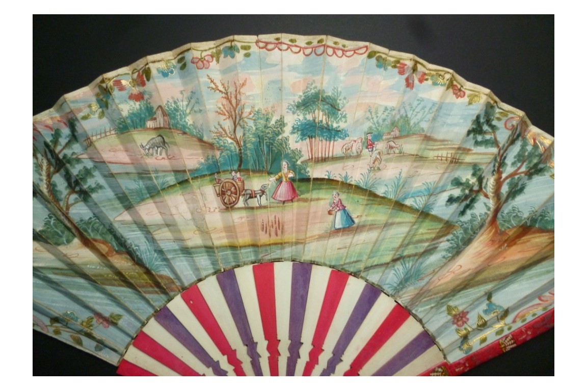 Cart and skittles, fan circa 1730-40