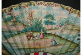 Cart and skittles, fan circa 1730-40