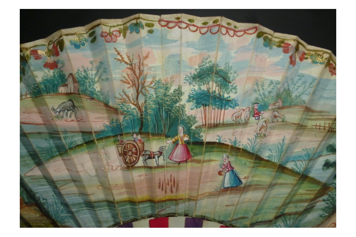 Cart and skittles, fan circa 1730-40