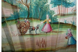 Charette et jeu de quilles, éventail vers 1730-40