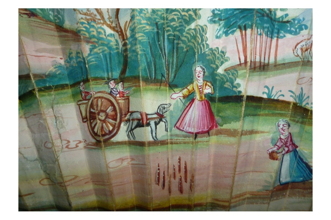Cart and skittles, fan circa 1730-40