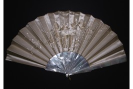 Tone on tone, embroidered fan, circa 1860-70