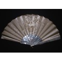 Tone on tone, embroidered fan, circa 1860-70