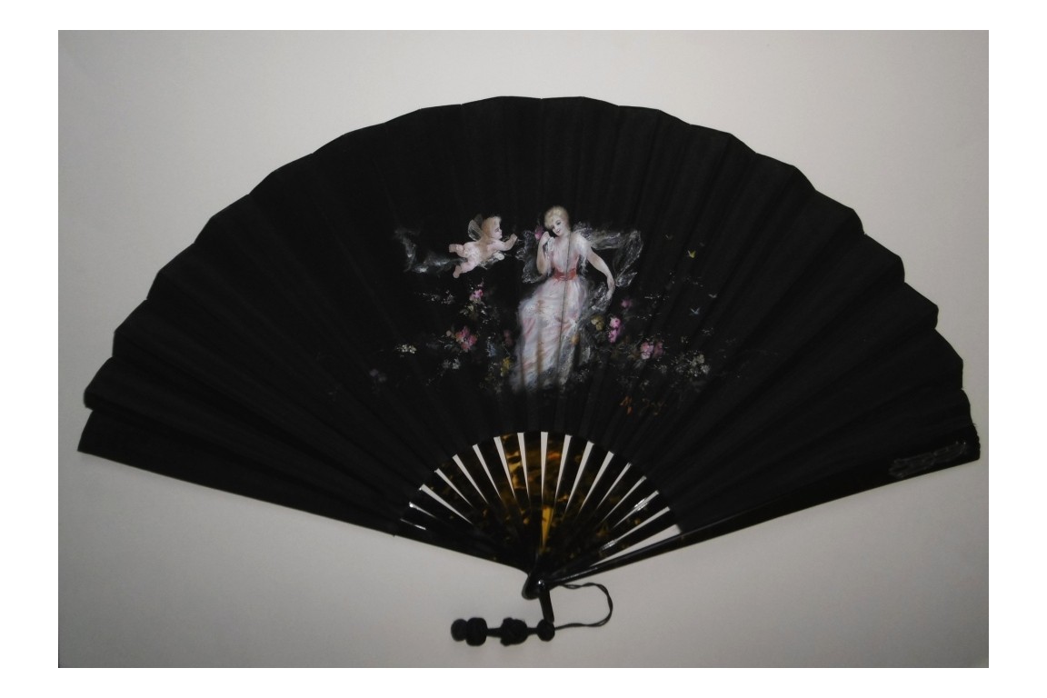 Nymph with flowers, fan circa 1885-90