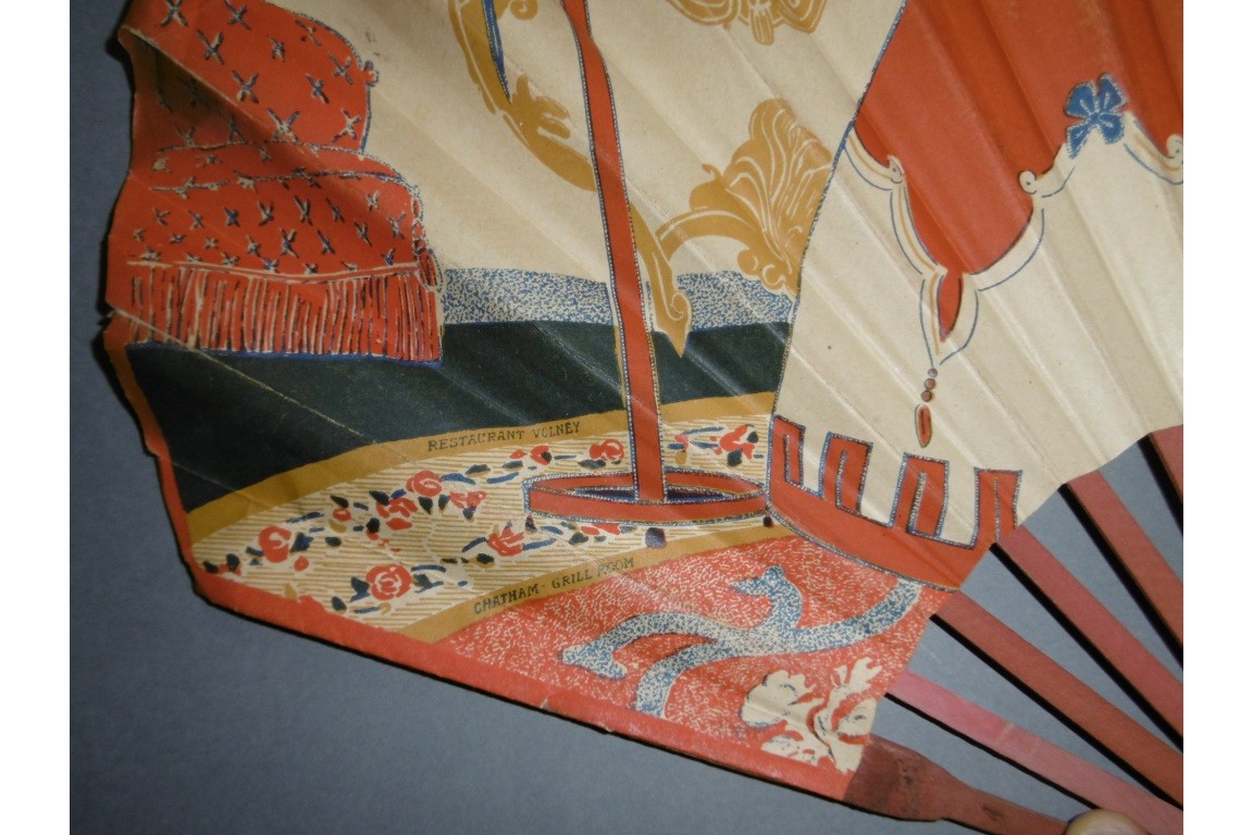 Benda and Restaurant Volney, fan circa 1913