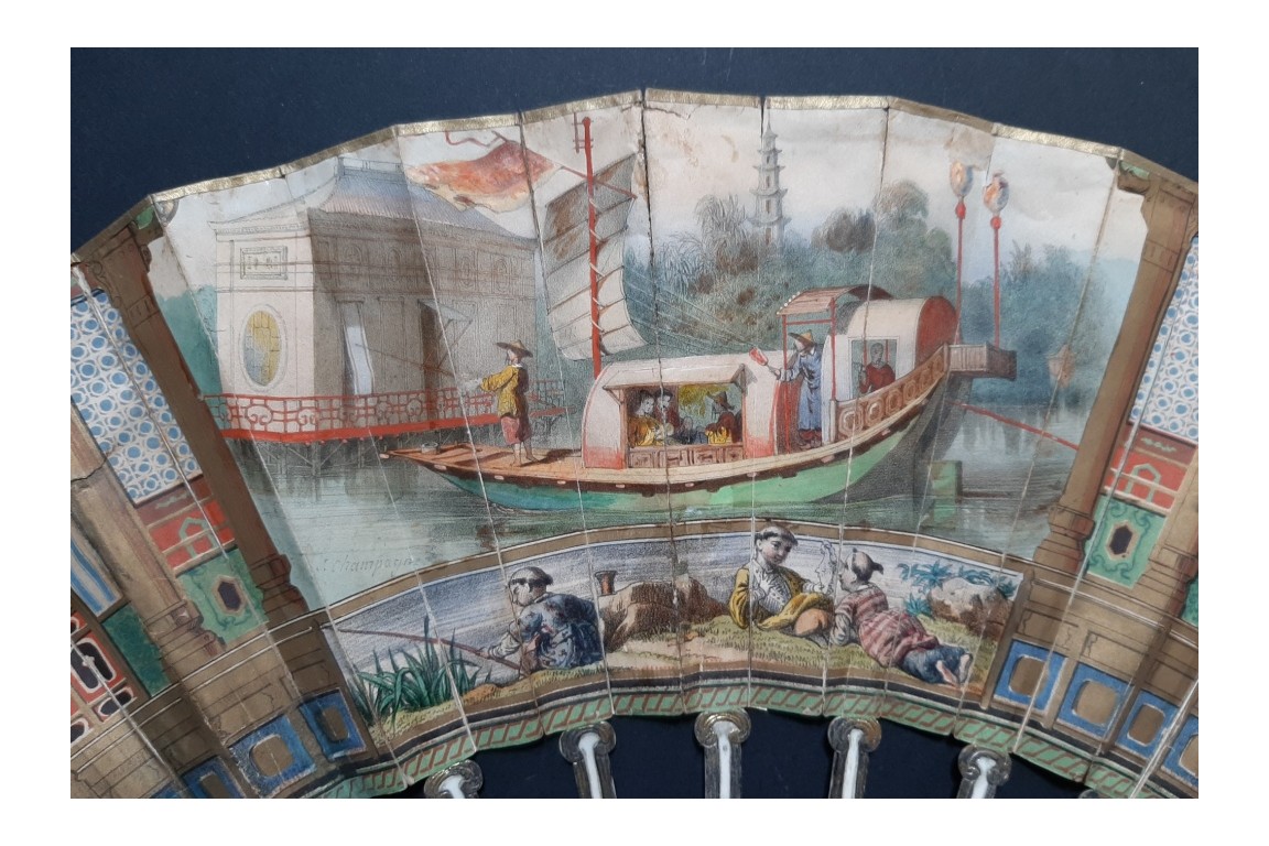 Douceur de vivre à la chinoise, éventail vers 1840-50