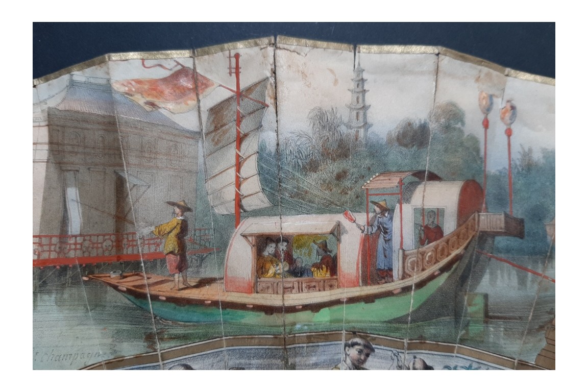 Douceur de vivre à la chinoise, éventail vers 1840-50