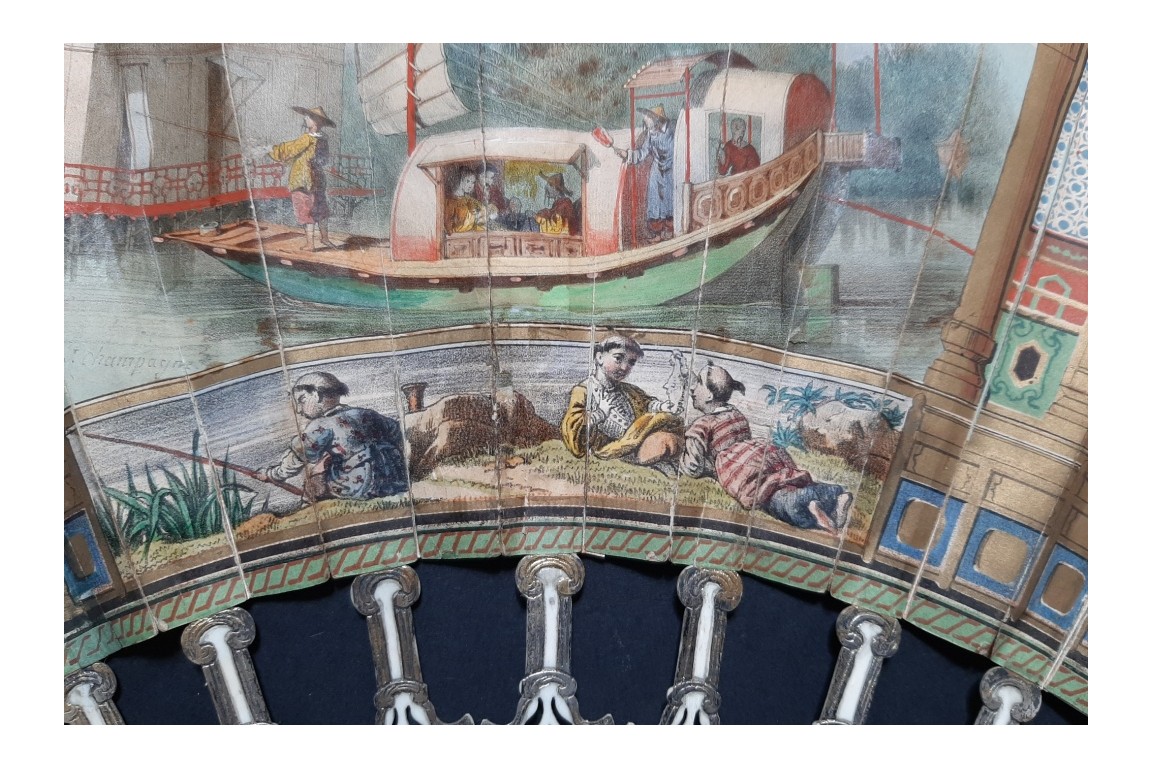 Douceur de vivre à la chinoise, éventail vers 1840-50