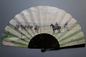 Entrainement de la cavalerie française, éventail vers 1880 par Le Nail