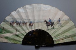 Entrainement de la cavalerie française, éventail vers 1880 par Le Nail