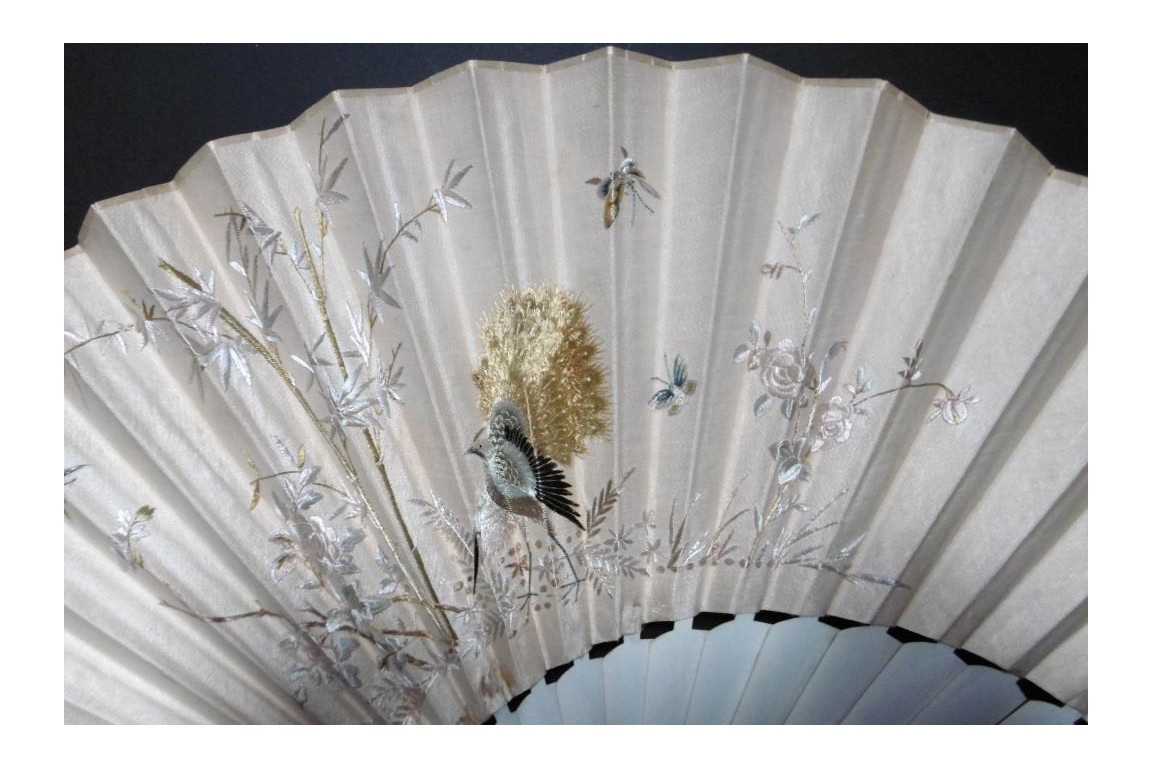 Golden peacock, 19th century chinese fan