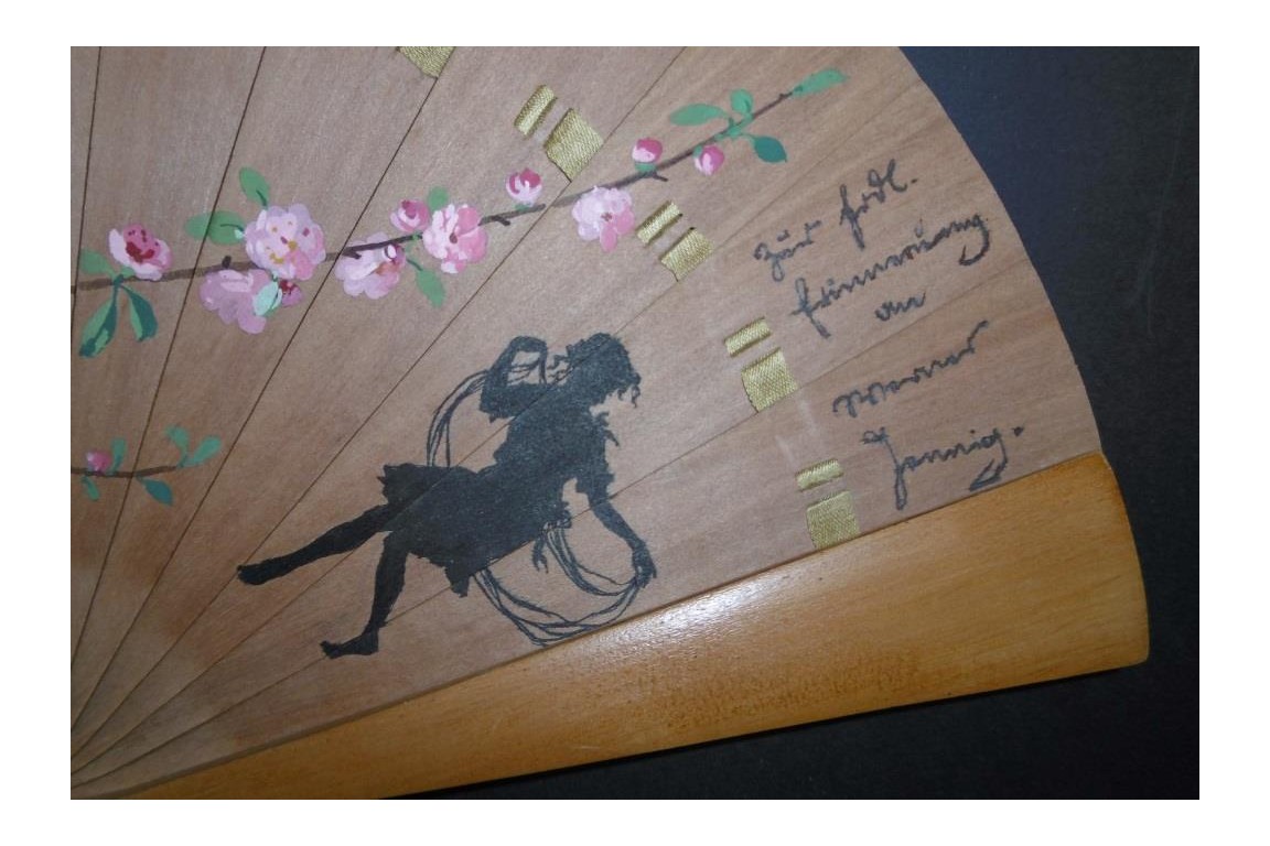 Les roses de la jeunesse, éventail autographe, 1919