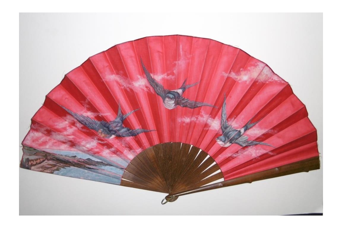 Breton swallows, late 19th century fan