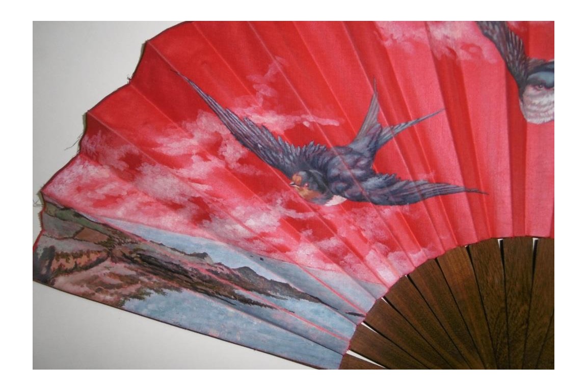 Breton swallows, late 19th century fan