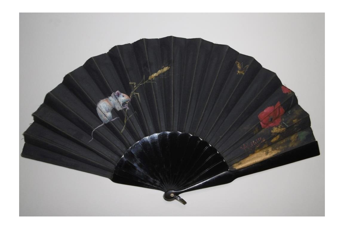 Small field rat, fan by Willette, circa 1890-1900