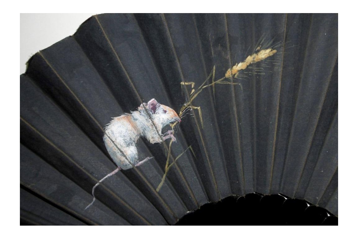 Petit rat des champs, éventail de Willette vers 1890-1900