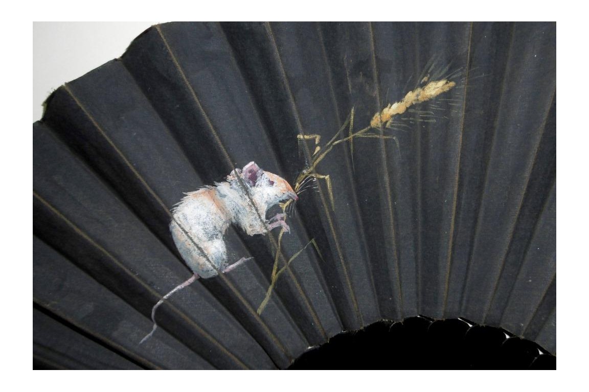 Small field rat, fan by Willette, circa 1890-1900