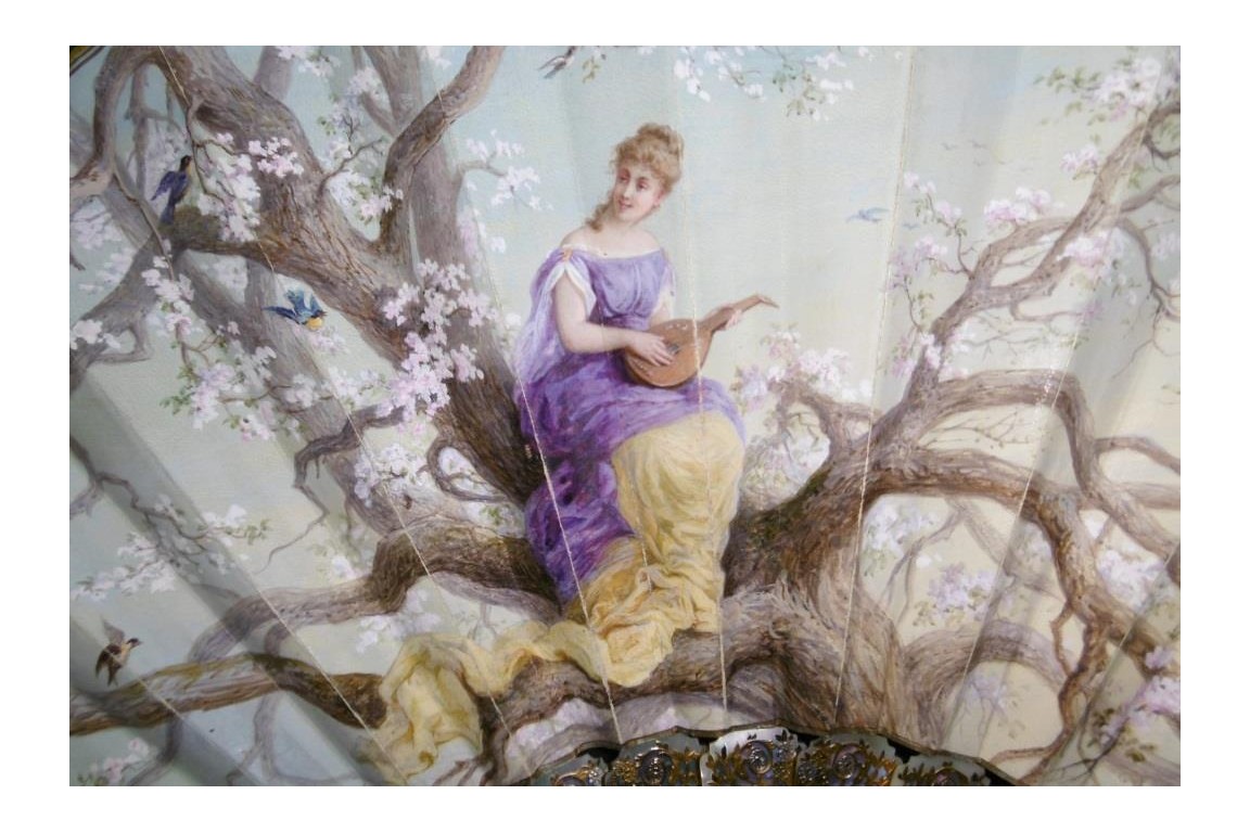 Music of cherry blossoms, fan circa 1880