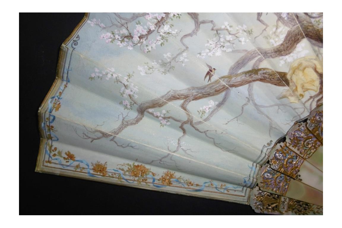 Music of cherry blossoms, fan circa 1880