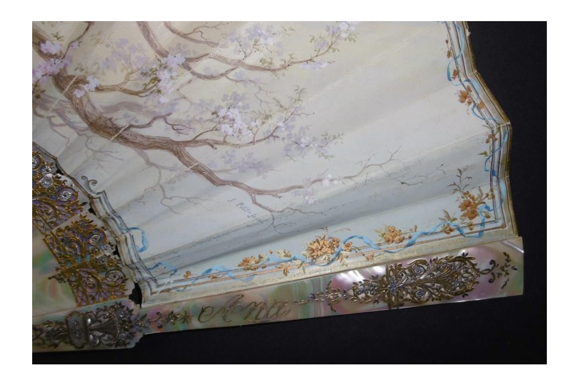 Music of cherry blossoms, fan circa 1880