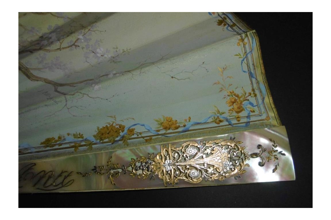 Music of cherry blossoms, fan circa 1880