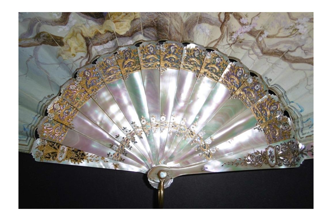 Music of cherry blossoms, fan circa 1880