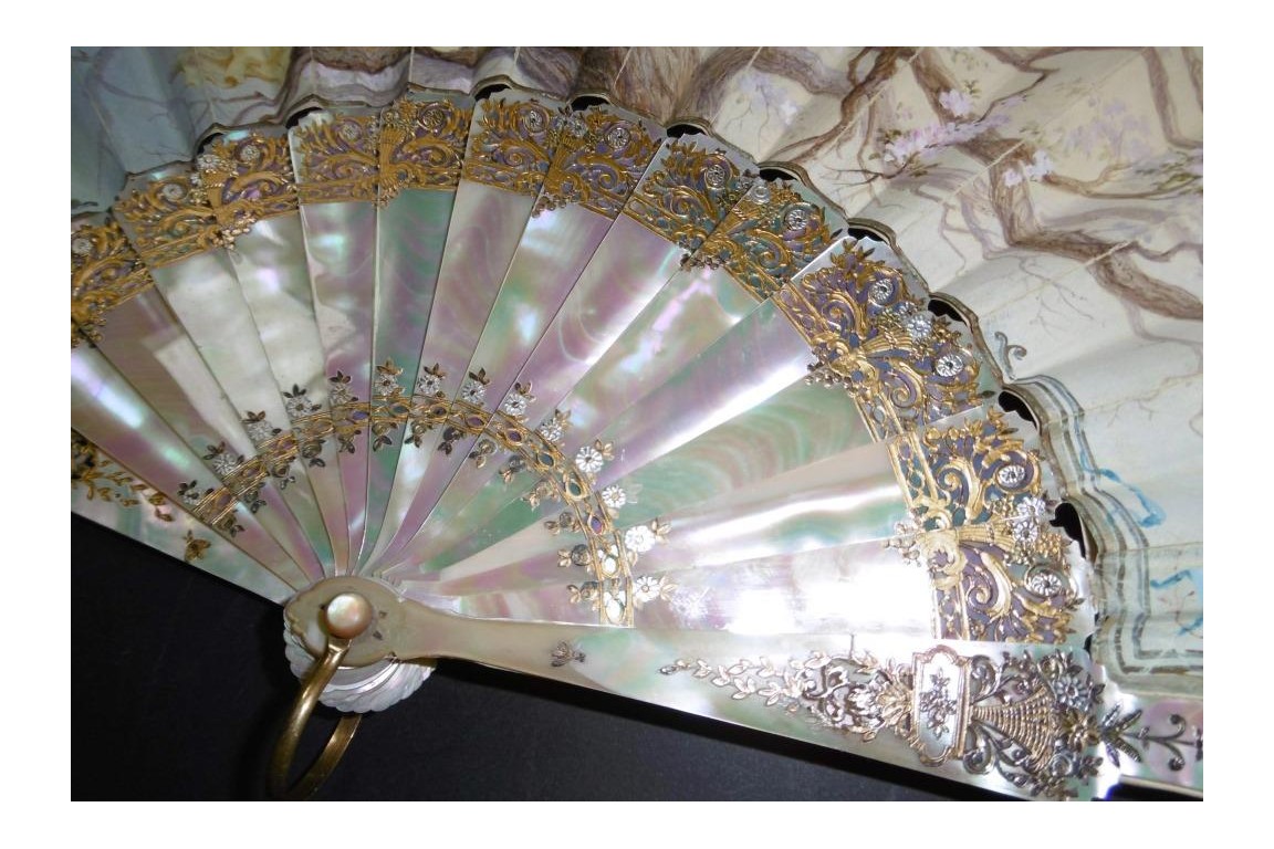 Music of cherry blossoms, fan circa 1880