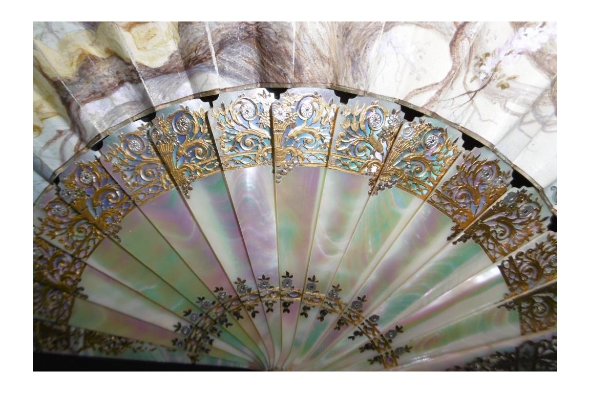 Music of cherry blossoms, fan circa 1880