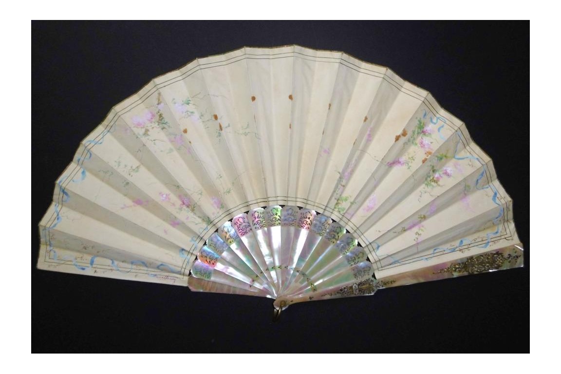 Music of cherry blossoms, fan circa 1880
