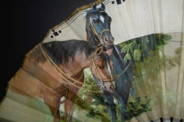Dog and horses, fan circa 1920