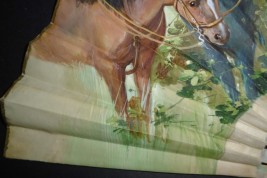 Dog and horses, fan circa 1920
