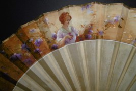 Dog and horses, fan circa 1920