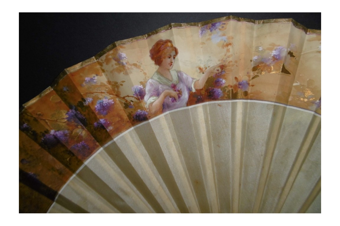 Dog and horses, fan circa 1920
