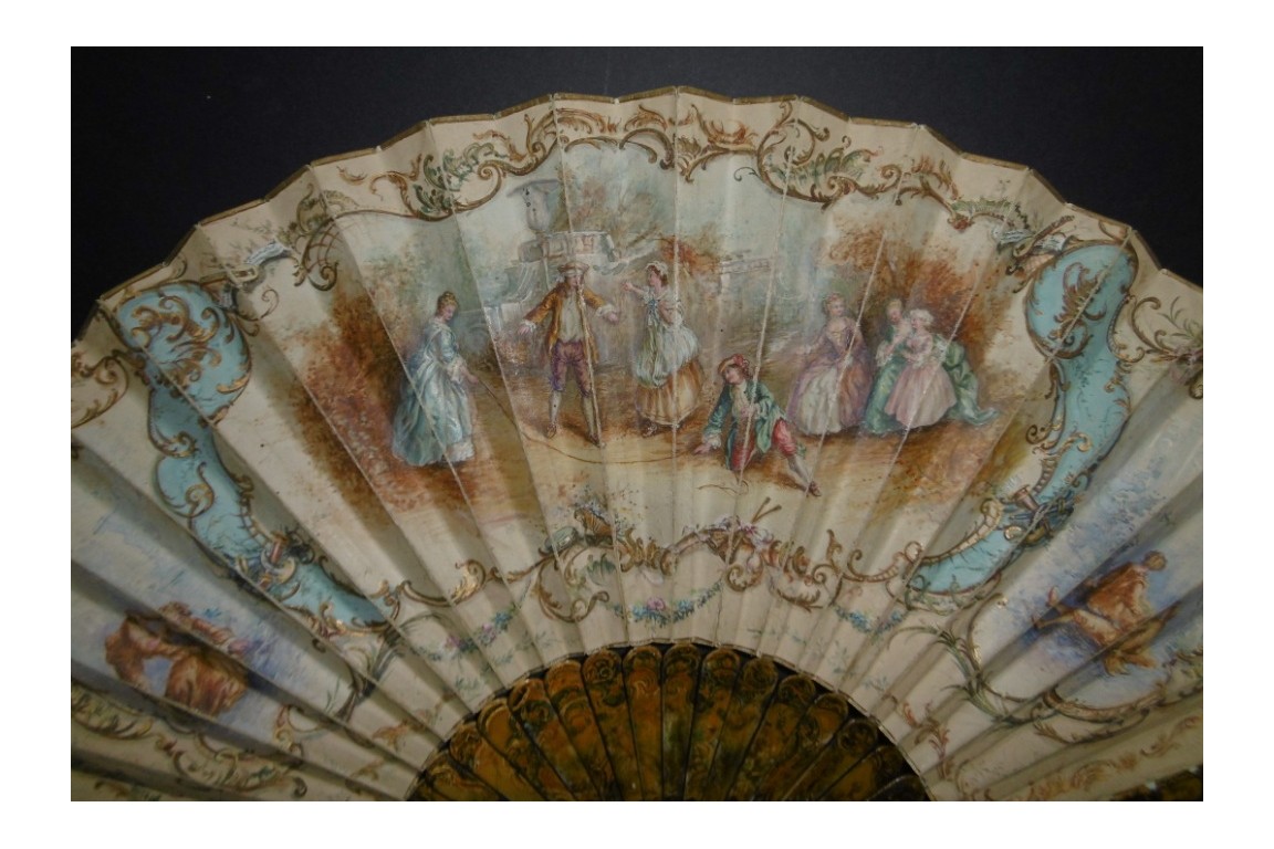Colin maillard de Lancret, éventail pastiche vers 1900