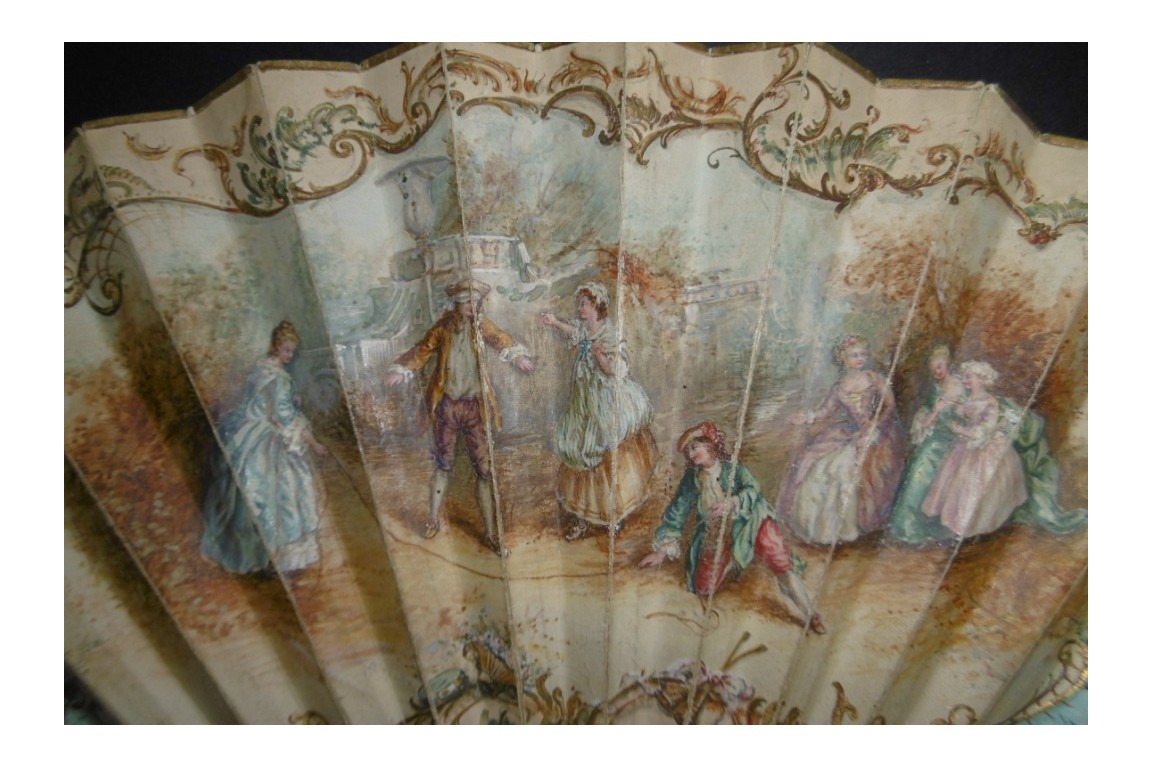 Colin maillard de Lancret, éventail pastiche vers 1900