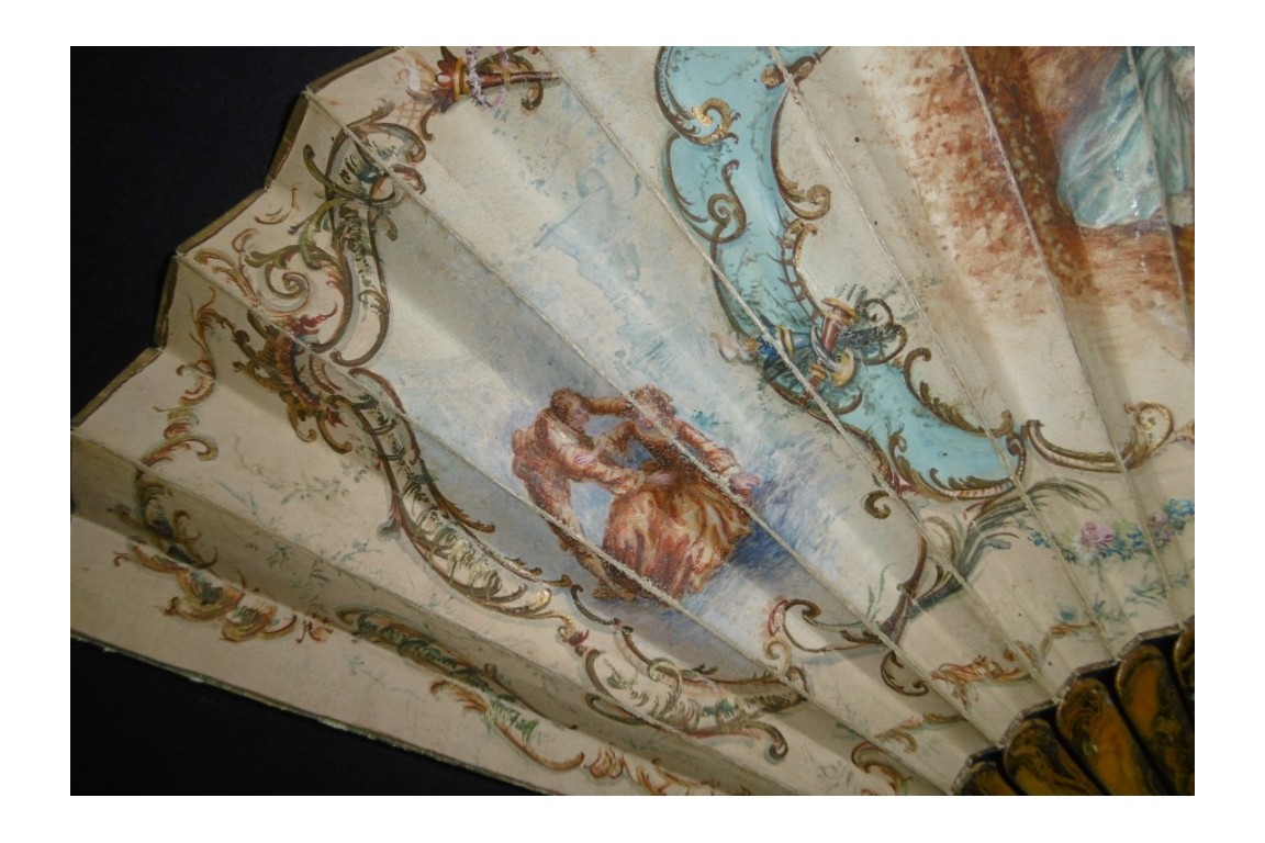 Colin maillard de Lancret, éventail pastiche vers 1900