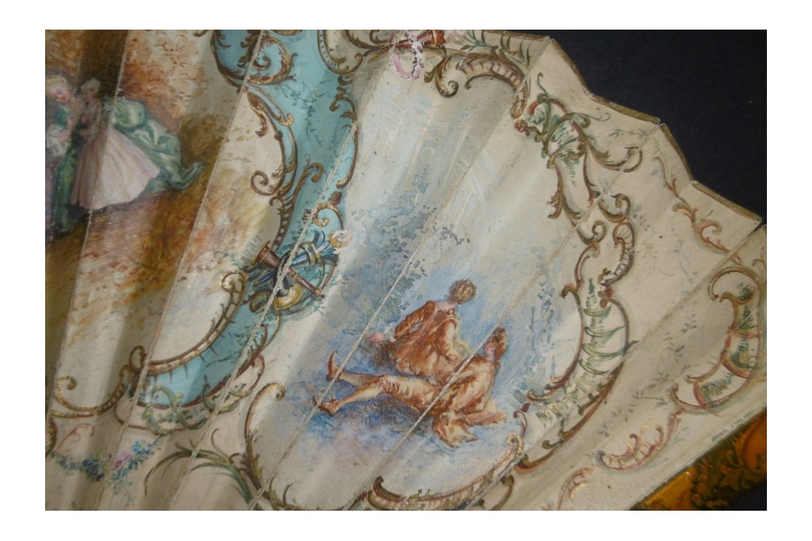 Colin maillard de Lancret, éventail pastiche vers 1900