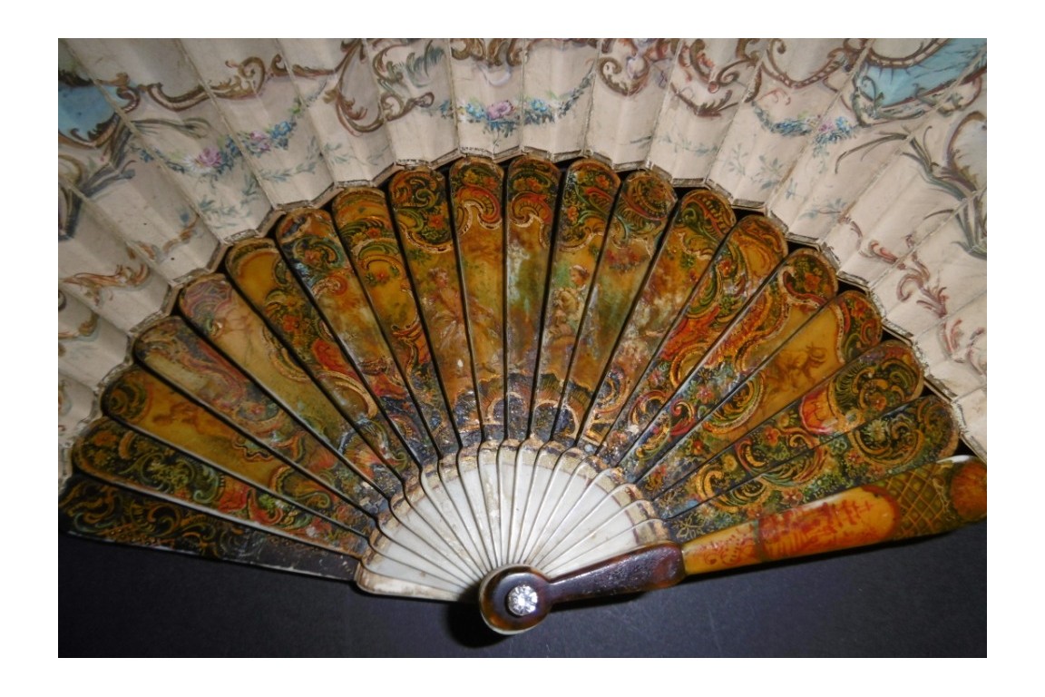 Blind man's buff by Lancret, pastiche fan circa 1900