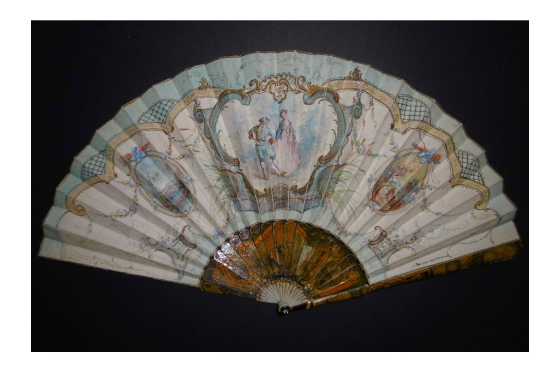 Colin maillard de Lancret, éventail pastiche vers 1900