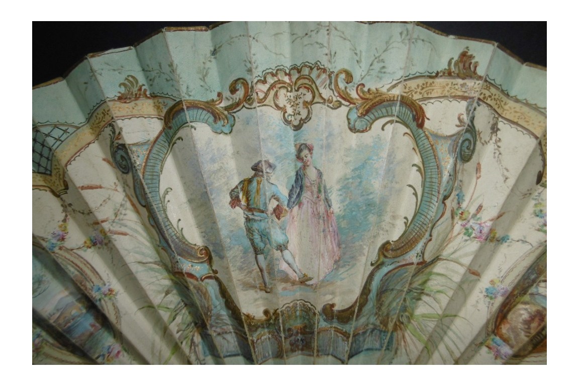 Blind man's buff by Lancret, pastiche fan circa 1900