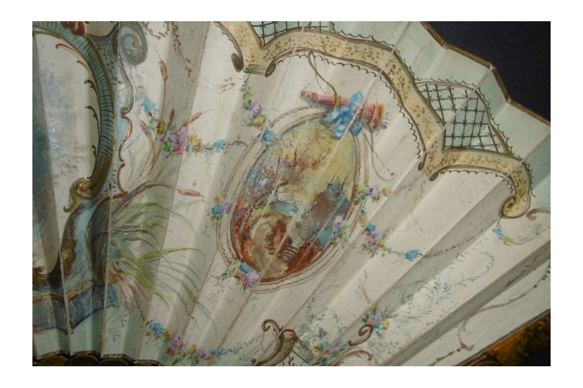 Colin maillard de Lancret, éventail pastiche vers 1900