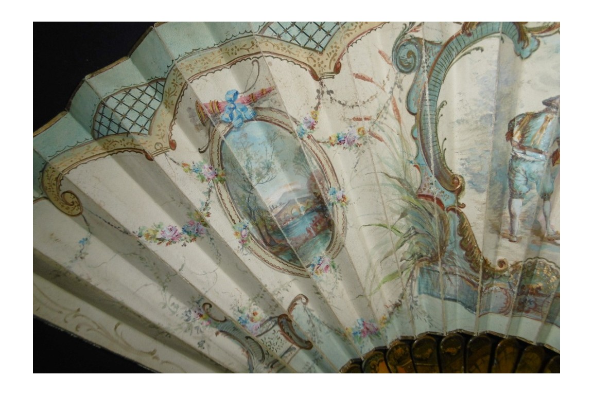 Colin maillard de Lancret, éventail pastiche vers 1900
