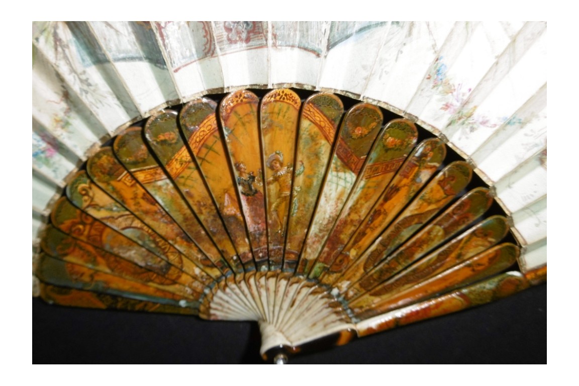 Blind man's buff by Lancret, pastiche fan circa 1900