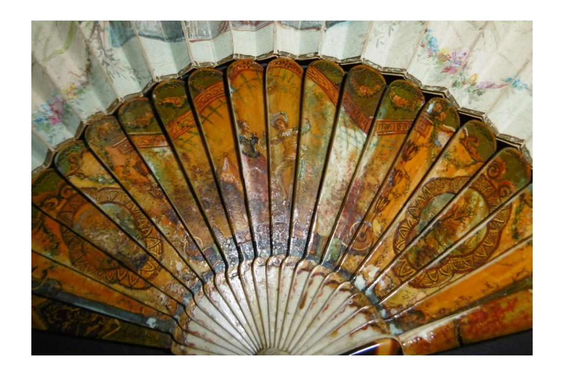 Blind man's buff by Lancret, pastiche fan circa 1900