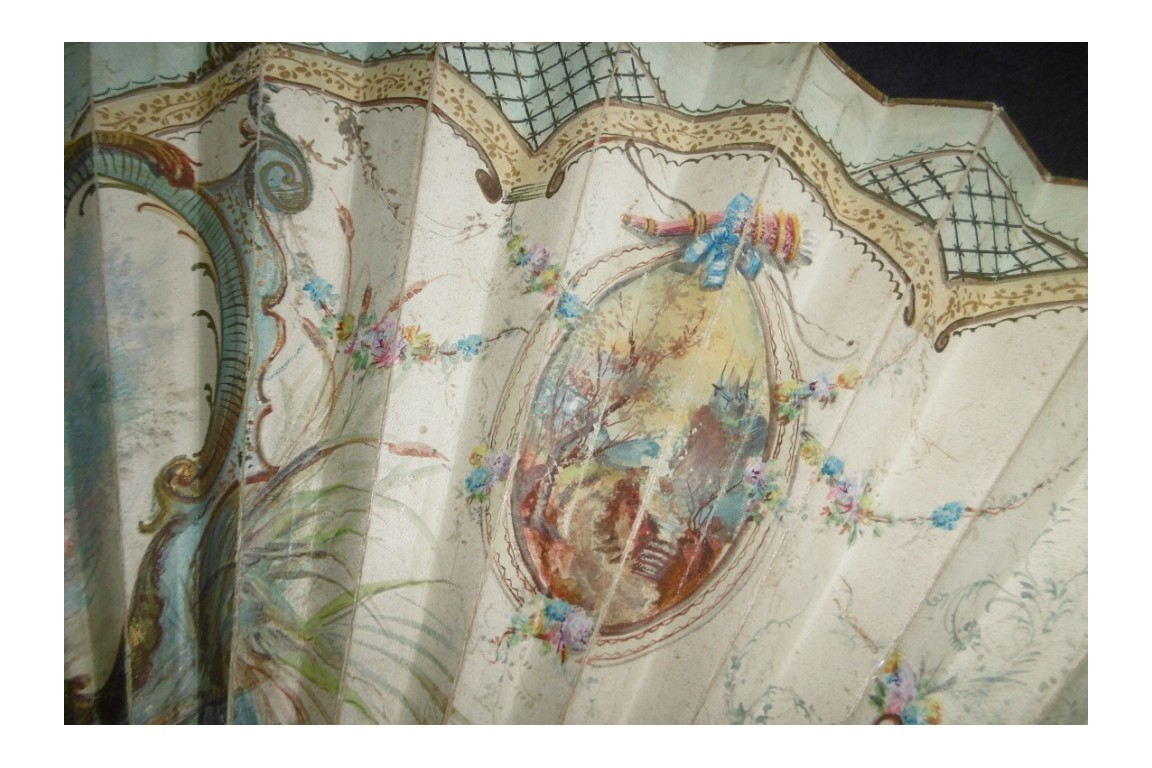 Colin maillard de Lancret, éventail pastiche vers 1900