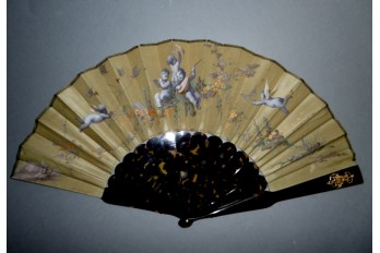 Musician cherubs, fan by Alexandre, circa 1870