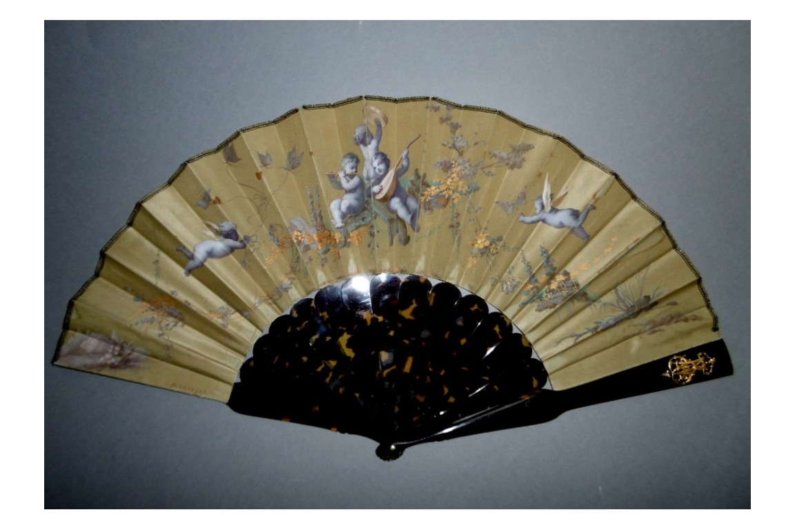 Musician cherubs, fan by Alexandre, circa 1870