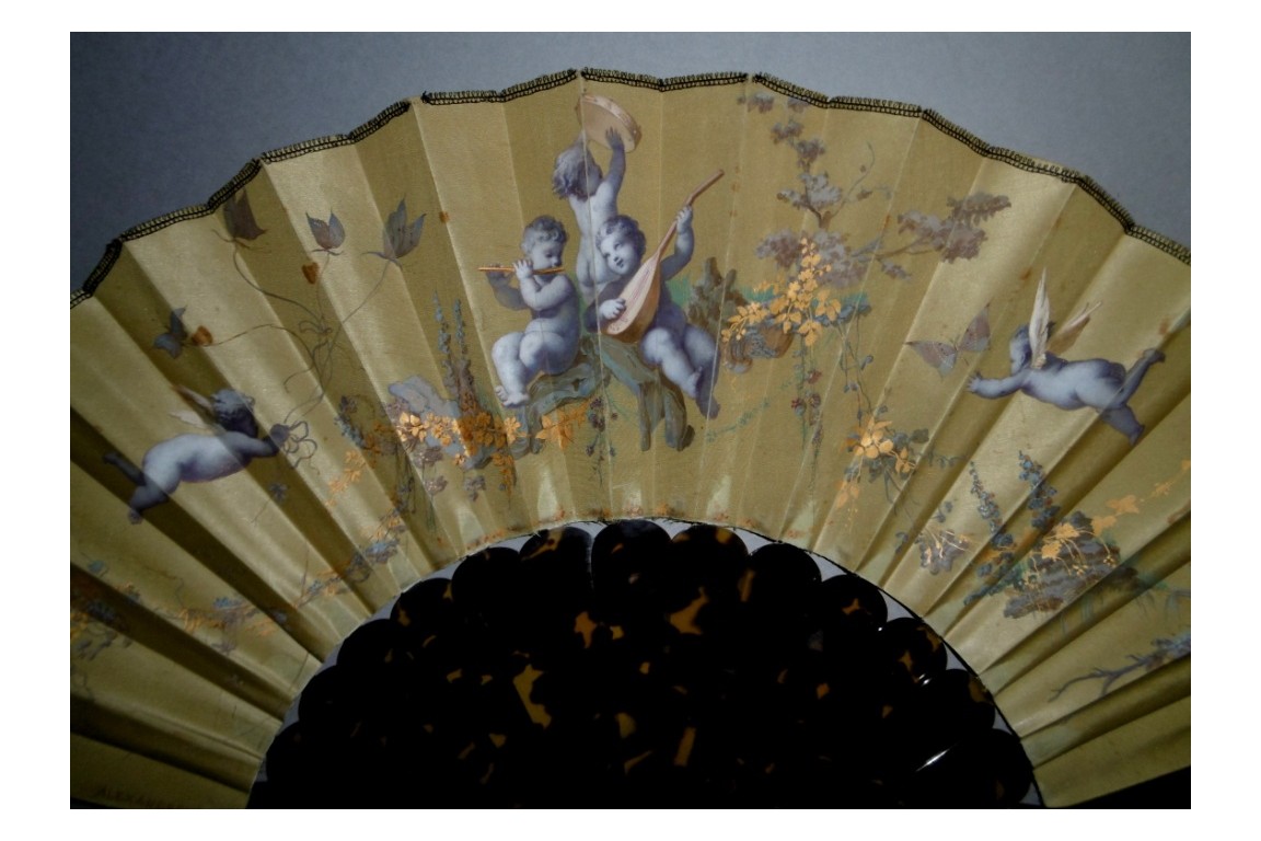 Musician cherubs, fan by Alexandre, circa 1870