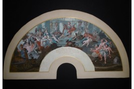 The theatre of the world in the palace of Plutus, fan leaves, 18th century